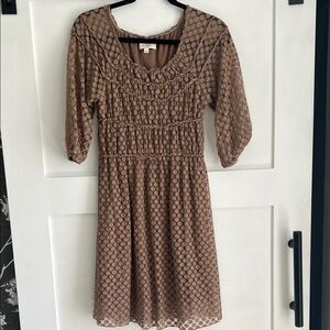 Umgee Brown Textured Long Sleeve Dress